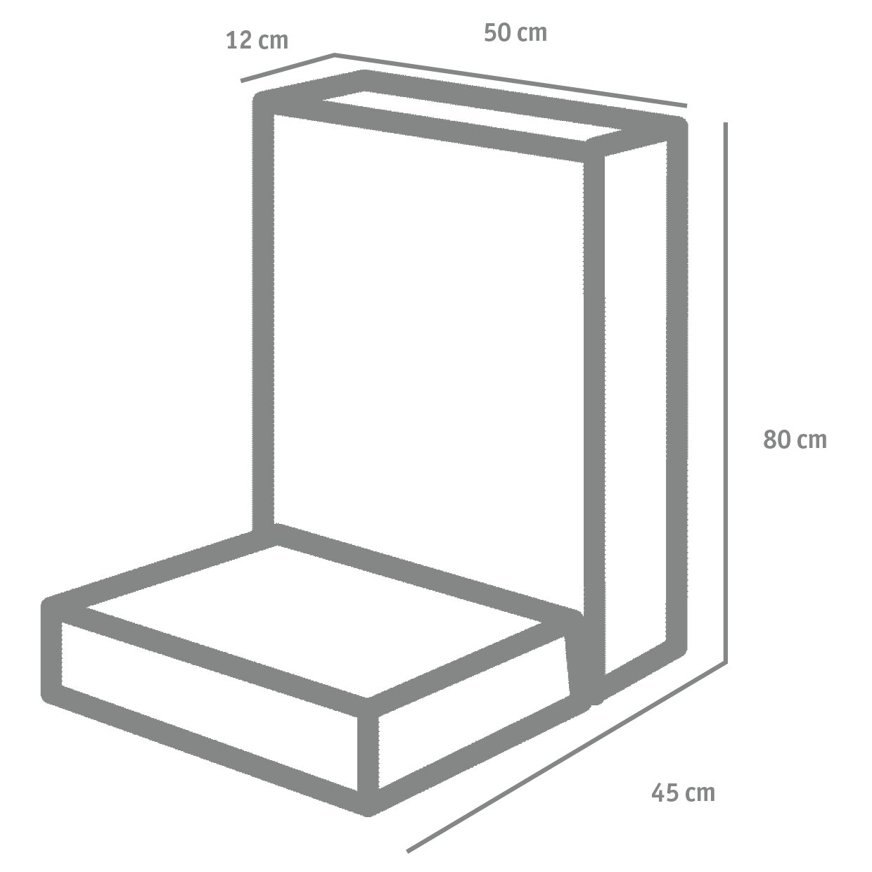 L-STEINE BEW. 12 cm 50 cm Bl. – L-STEIN BEWEHRT GRAU 80/50/45/12 CM – GRAU – 80 x 50 x 45 x 12 cm – Sichtbeton – Detailansicht