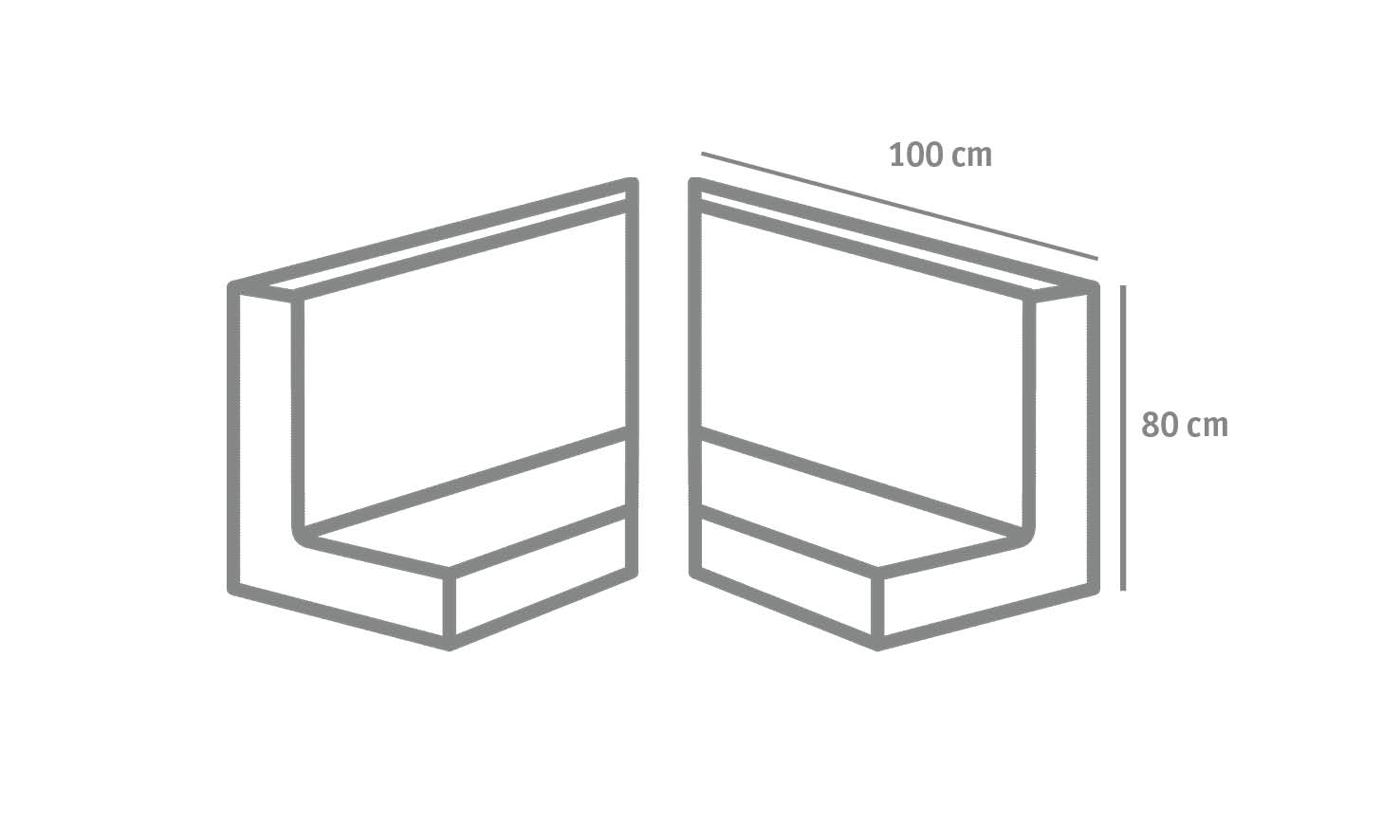 L-STEIN ECKE BEWEHRT 12 cm – L-STEIN-ECKE BEW 90 80/100/12 ZWEITEILIG – GRAU – 80 x 100 x 12 cm – Sichtbeton – Detailansicht