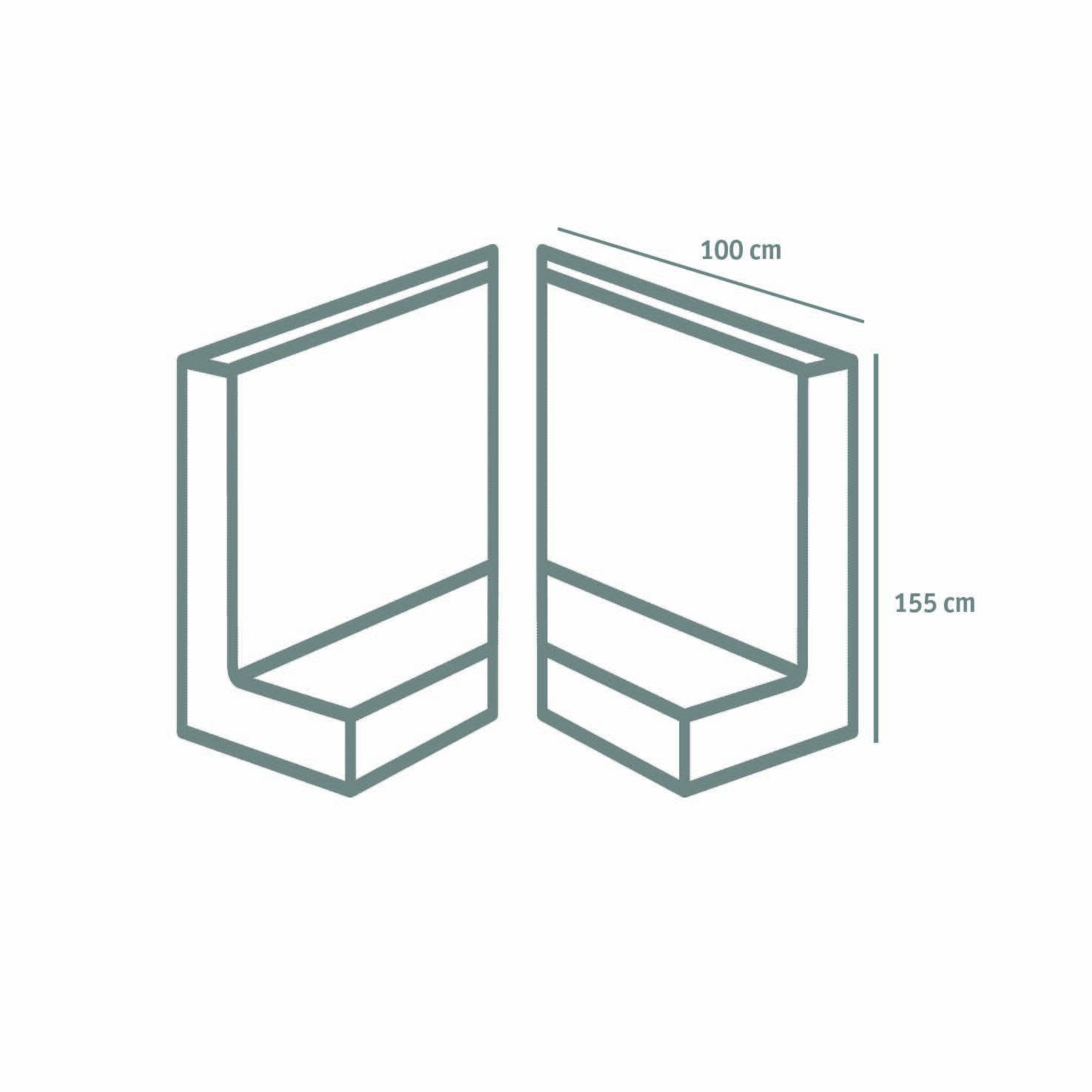 L-STEIN ECKE BEWEHRT 8 cm – L-STEIN-ECKE BEW 90 155/100/8 ZWEITEILIG – GRAU – 155 x 100 x 8 cm – Sichtbeton – Detailansicht