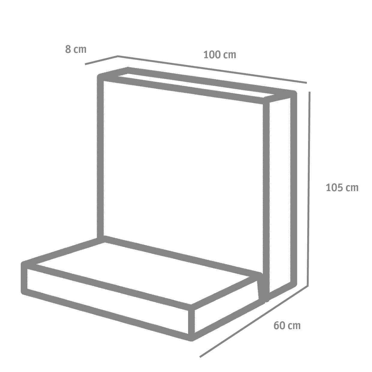 L-STEINE BEW. 8 cm 100 cm Bl. – L-STEIN BEWEHRT GRAU 105/100/60/8 CM – GRAU – 105 x 100 x 60 x 8 cm – Sichtbeton – Weitere Ansicht