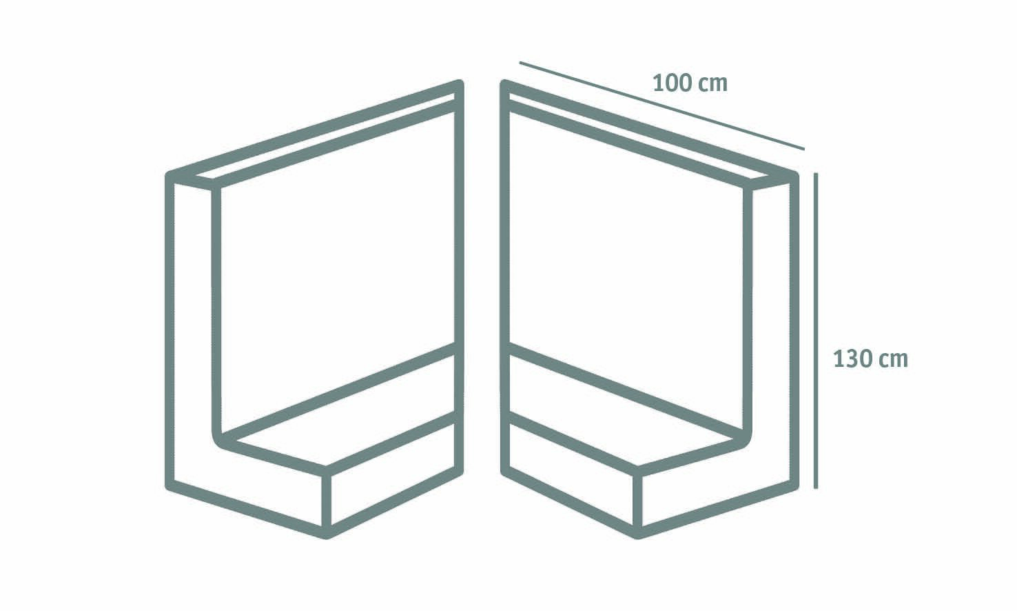 L-STEIN ECKE BEWEHRT 8 cm – L-STEIN-ECKE BEW 90 130/100/8 ZWEITEILIG – GRAU – 130 x 100 x 8 cm – Sichtbeton – Detailansicht