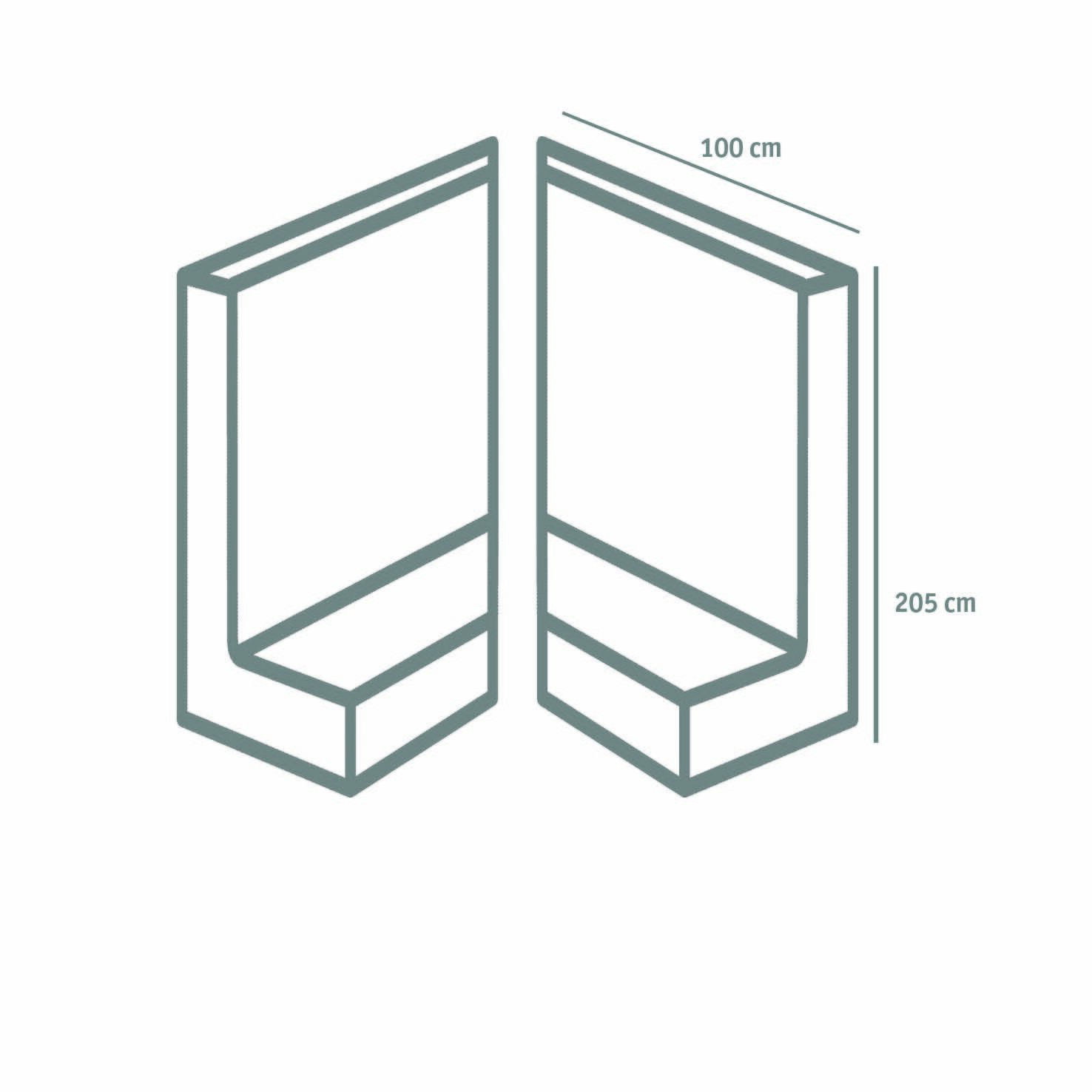L-STEIN ECKE BEWEHRT 8 cm – L-STEIN-ECKE BEW 90 205/100/8 ZWEITEILIG – GRAU – 205 x 100 x 8 cm – Sichtbeton – Detailansicht