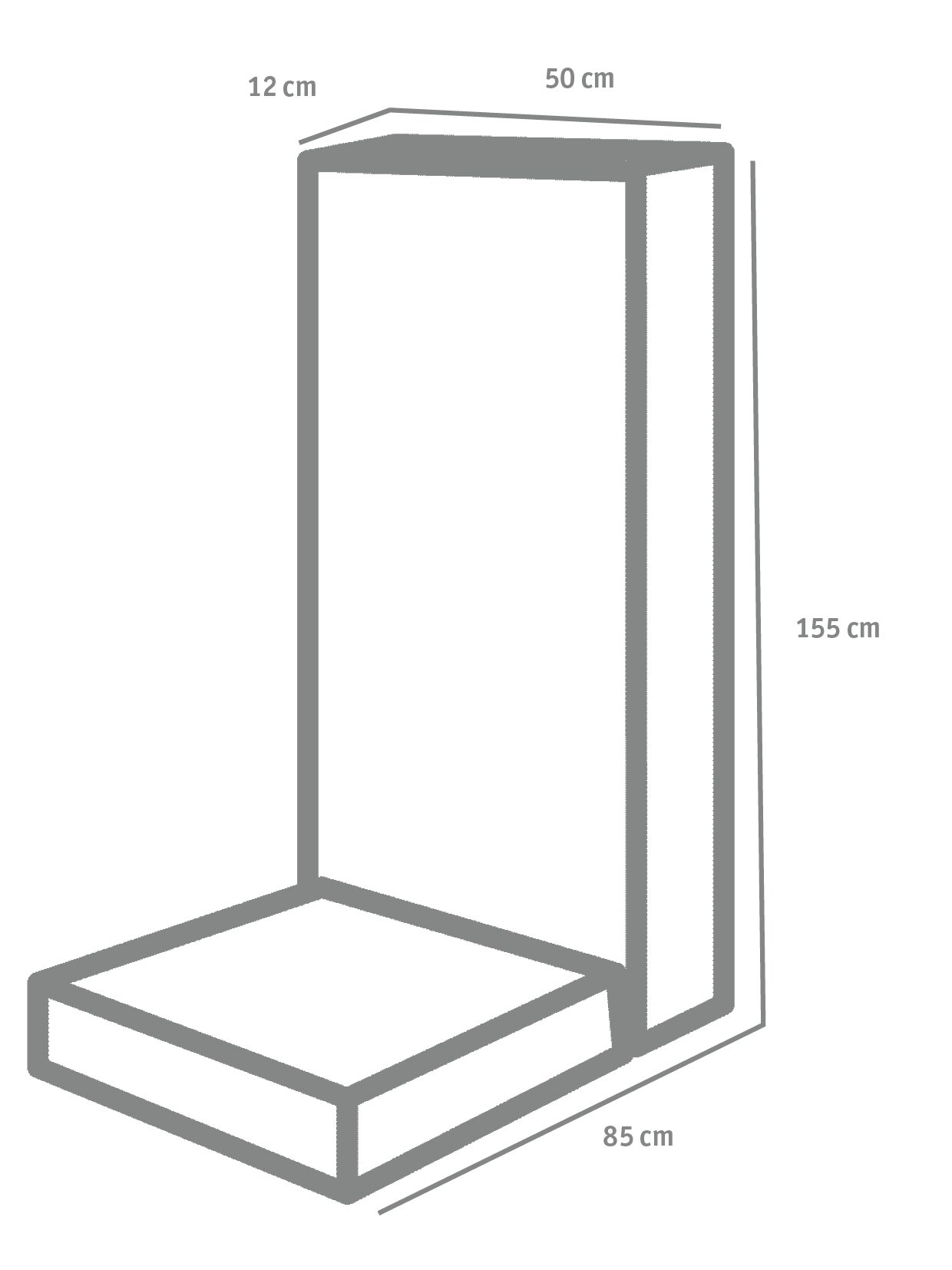 L-STEINE BEW. 12 cm 50 cm Bl. – L-STEIN BEWEHRT GRAU 155/50/85/12 CM – GRAU – 155 x 50 x 85 x 12 cm – Sichtbeton – Detailansicht