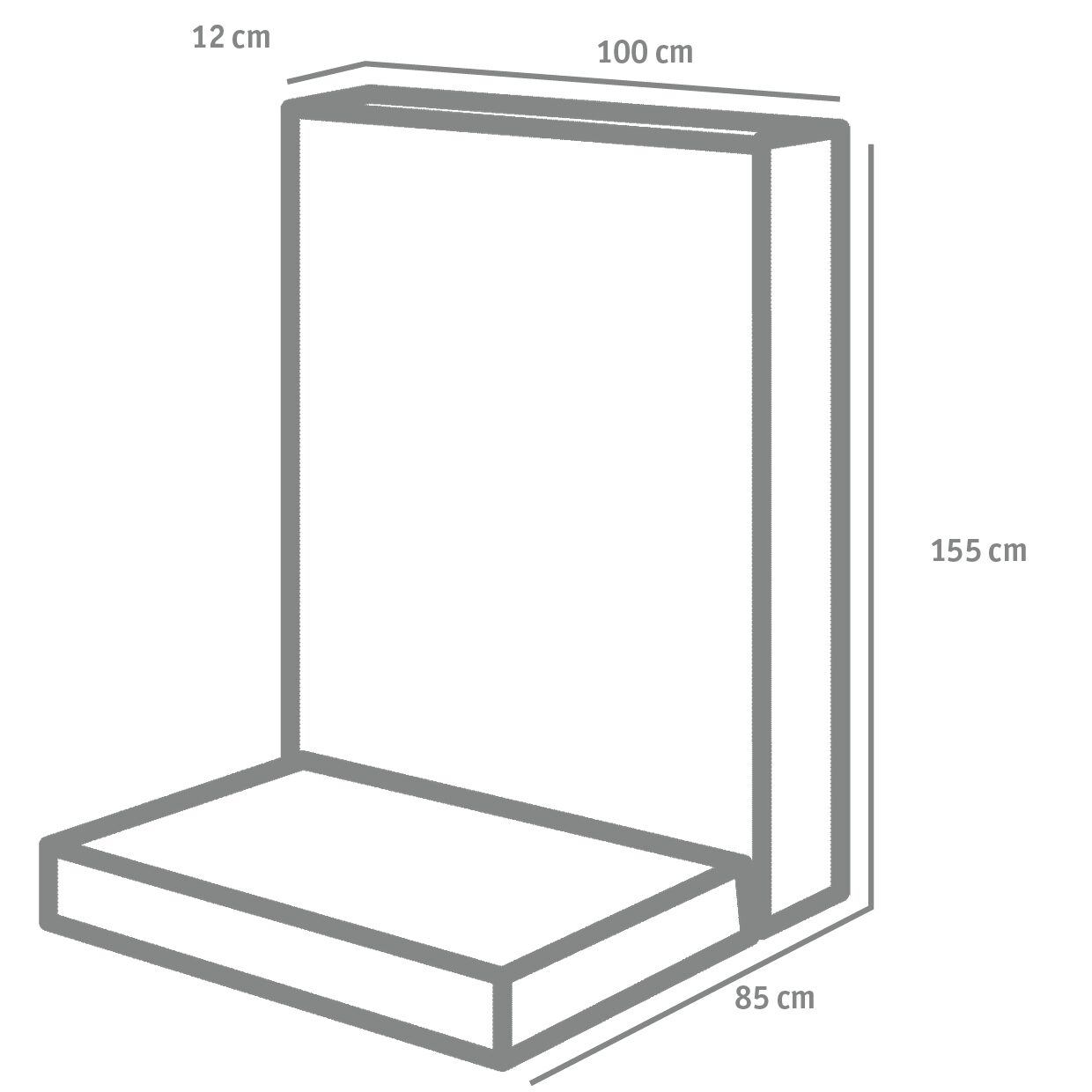 L-STEINE BEW. 12 cm 100 cm Bl. – L-STEIN BEWEHRT GRAU 155/100/85/12 CM – GRAU – 155 x 100 x 85 x 12 cm – Sichtbeton – Umgebungsansicht