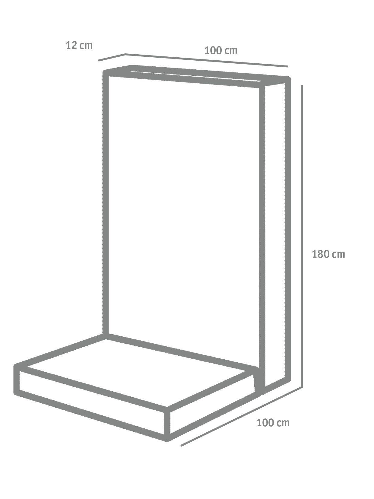 L-STEINE BEW. 12 cm 100 cm Bl. – L-STEIN BEWEHRT GRAU 180/100/100/12 CM – GRAU – 180 x 100 x 100 x 12 cm – Sichtbeton – Detailansicht