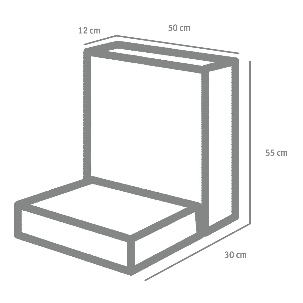 L-STEINE BEW. 12 cm 50 cm Bl. – L-STEIN BEWEHRT GRAU 55/50/30/12 CM – GRAU – 55 x 50 x 30 x 12 cm – Sichtbeton – Detailansicht