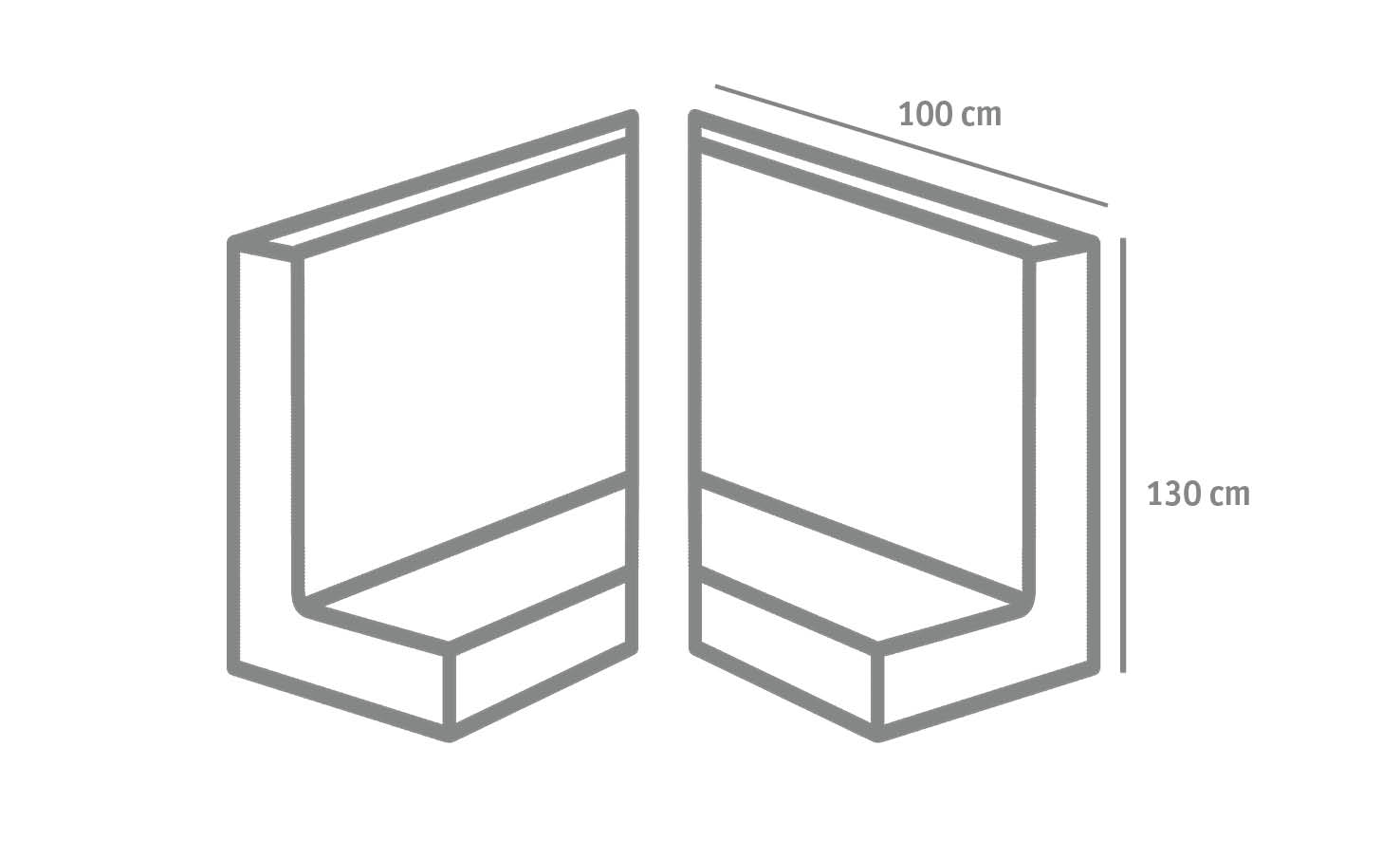 L-STEIN ECKE BEWEHRT 12 cm – L-STEIN-ECKE BEW 90 130/100/12 ZWEITEIL. – GRAU – 130 x 100 x 12 cm – Sichtbeton – Seitenansicht