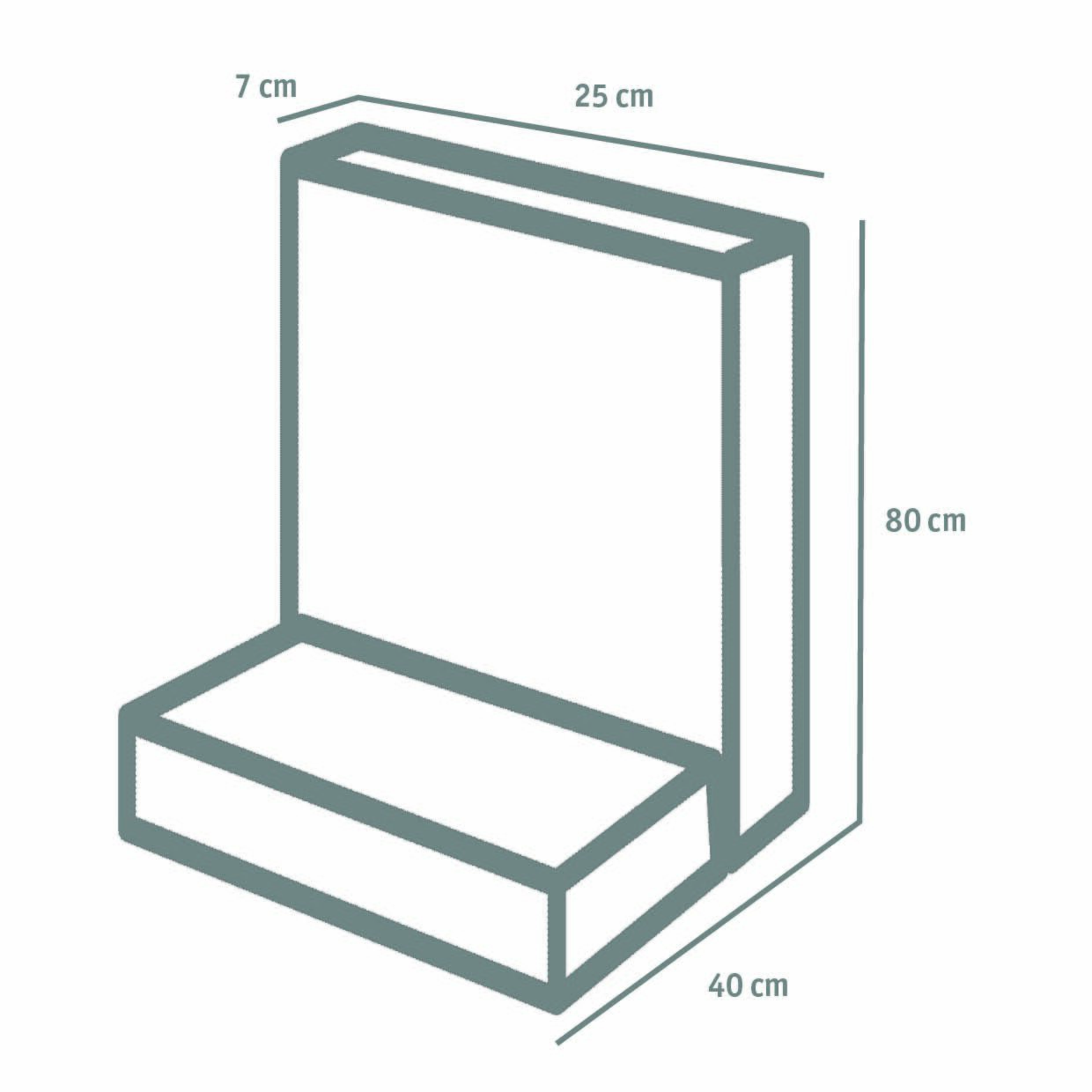 L-STEINE 25 cm Baulänge – L-STEIN SCHMAL GRAU 80/25/40/7 CM – GRAU – 80 X 25 X 50 X 7 CM – Unbehandelt – Hauptansicht