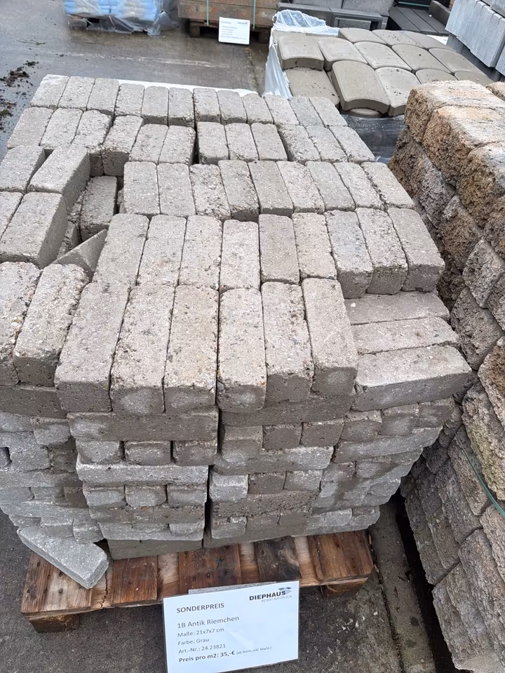 Pflastersteine 1B ANTIK RIEMCHEN GEK. GRAU 21/7/7 CM