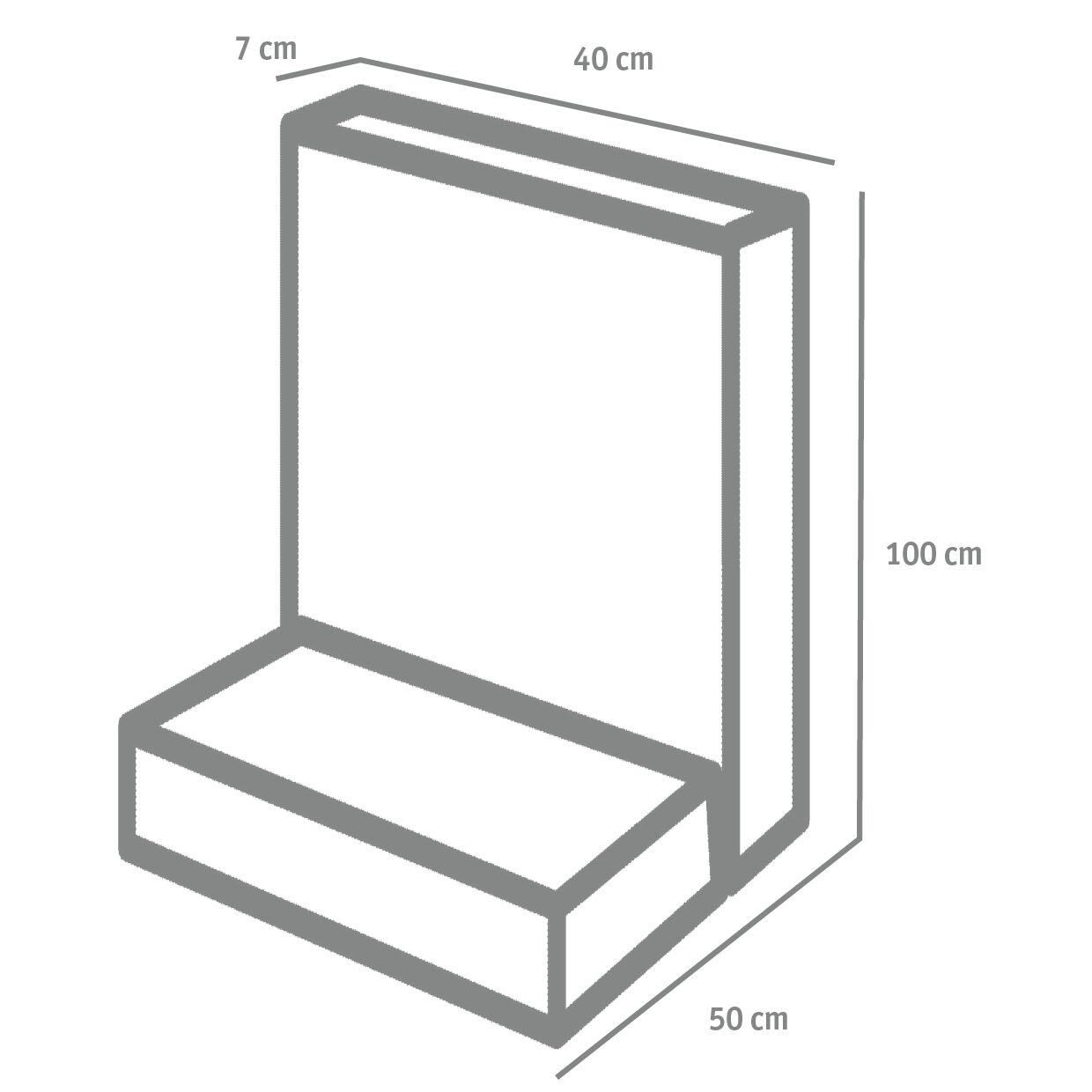 L-STEINE 40 cm Baulänge – L-STEIN GRAU 100/40/50/7 CM – GRAU – 100 x 40 x 50 x 7 cm – Unbehandelt – Detailansicht